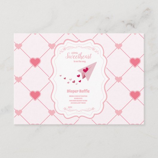 Trendy Sweetheart Valentijnsdag Diapper Raffle Informatiekaartje (Voorkant)