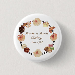 Trendy Sweets Bakery Waterverf Floral Business Ronde Button 3,2 Cm