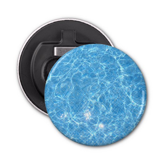 Trendy Swimming Pool Blue Water Blank Sjabloon Button Flesopener (Voorkant)