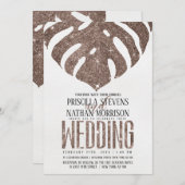 Trendy Swiss Cheese Leaf Roos Gold Glitter Wedding Kaart (Voorkant / Achterkant)