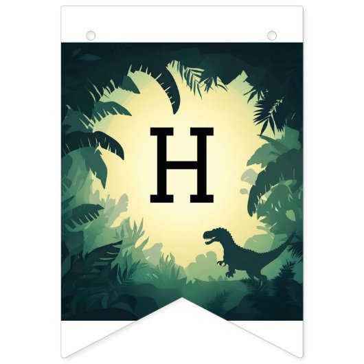 Trendy T-Rex Dinosaur Silhouette Bunting Banner (Tweede vlag)