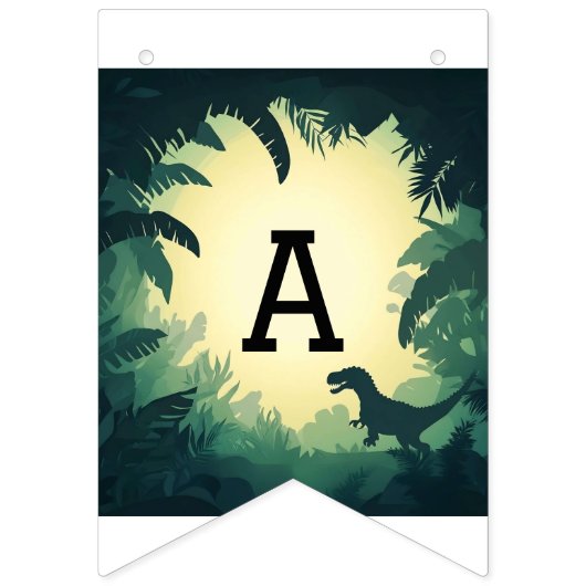 Trendy T-Rex Dinosaur Silhouette Bunting Banner (Derde vlag)