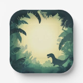 Trendy T-Rex Dinosaur Silhouette Papier Bord Groen (Voorkant)