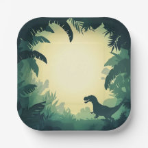 Trendy T-Rex Dinosaur Silhouette Papier Bord Groen