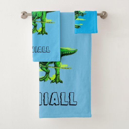 Trendy T Rex Dinosaurus gepersonaliseerd Bad Handdoek (Insitu)