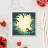 Trendy T-Rex dinosaurus silhouet papier servet (Insitu)