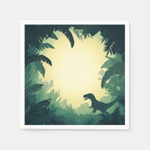 Trendy T-Rex dinosaurus silhouet papier servet