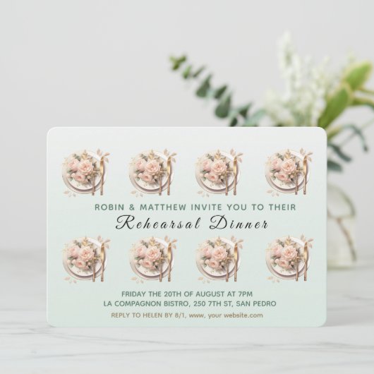 Trendy tafel de avond voor het repetitiediner kaart (Staand voorkant)