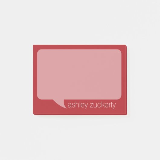 Trendy Talk Bubble met persoonlijke naam RED Post-it® Notes (Voorkant)