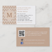 Trendy Tan Chevron Zigzag Monogram Hair Salon Visitekaartje (Voorkant / Achterkant)