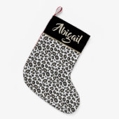 Trendy Tan Leopard Print - Gepersonaliseerd Kleine Kerstsok (Voorkant (Hangend))