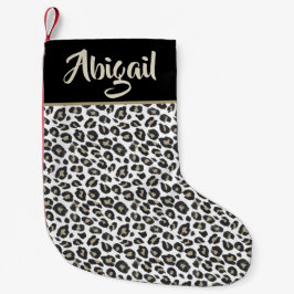 Trendy Tan Leopard Print - Gepersonaliseerd Kleine Kerstsok