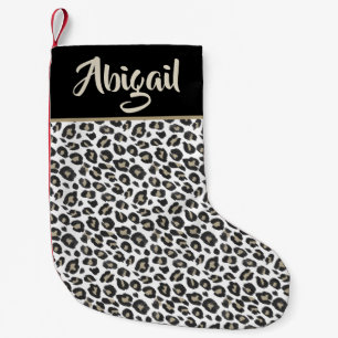 Trendy Tan Leopard Print - Gepersonaliseerd Kleine Kerstsok