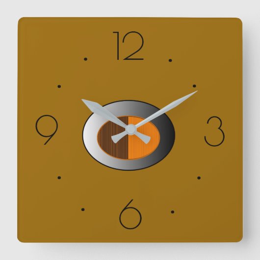 Trendy Tan with Silver Centre> Kitchen Clocks Vierkante Klok (Voorkant)