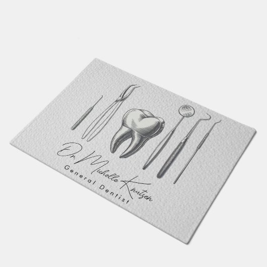 Trendy Tandarts Professioneel Tandheelkundig Wit Deurmat (Schuin)