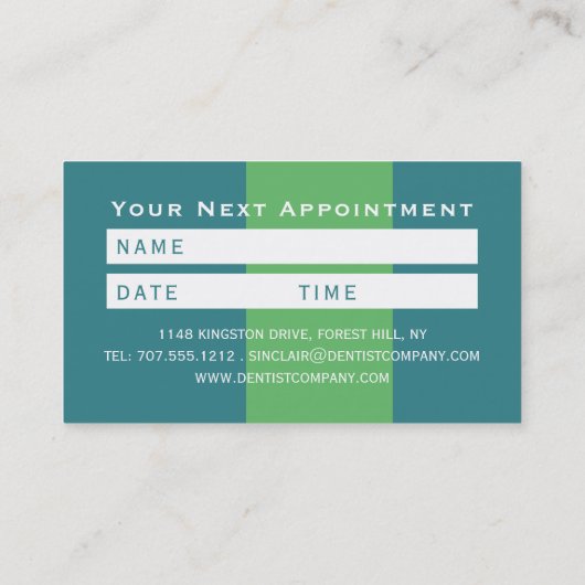 Trendy tandartsontwerp, tandartsafspraak visitekaartje (Achterkant)