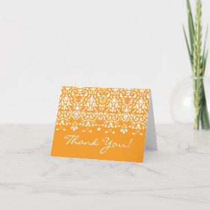 Trendy Tangerine Damast Bedankkaart