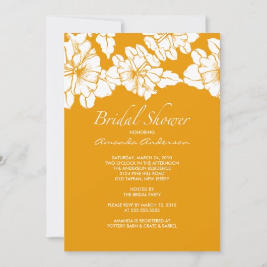 Trendy Tangerine Floral Vrijgezellenfeest Invite Kaart (Voorkant)