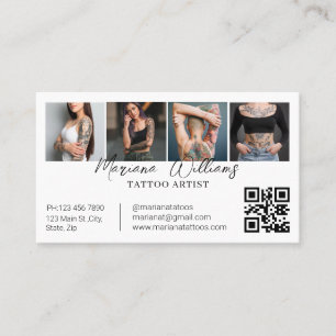 Trendy Tattoo Artiest QR Code 4 Foto Collage Visitekaartje