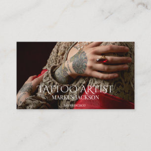 Trendy Tattoo Artist Foto Witte Typografie Visitekaartje