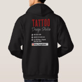 Trendy Tattoo Artist Studio Zwart en Rood Hoodie (Achterkant)