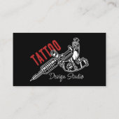 Trendy Tattoo Artist Studio Zwart en Rood Visitekaartje (Achterkant)
