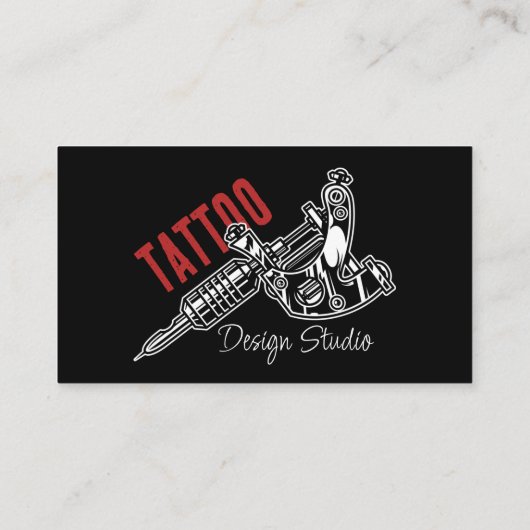 Trendy Tattoo Artist Studio Zwart en Rood Visitekaartje (Achterkant)