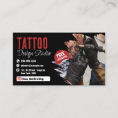 Trendy Tattoo Artist Studio Zwart en Rood Visitekaartje (Voorkant)