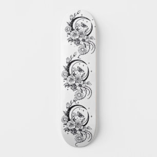 Trendy Tattoo Stijl Bloemige Halvemaan Deck Persoonlijk Skateboard