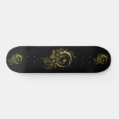 Trendy Tattoo Style Floral Crescent Moon Deck Persoonlijk Skateboard (Horizontaal)