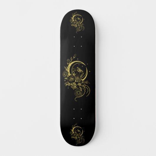 Trendy Tattoo Style Floral Crescent Moon Deck Persoonlijk Skateboard (Voorkant)
