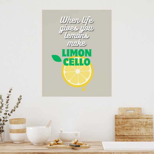 Trendy Taupe Italiaanse citroen Limoncello Keukenb Poster (Keuken)