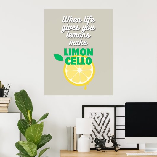 Trendy Taupe Italiaanse citroen Limoncello Keukenb Poster (Thuiskantoor)