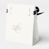 Trendy Taupe & Ivoor Script Bruiloft Dank u Bedankdoosjes (Achterkant)