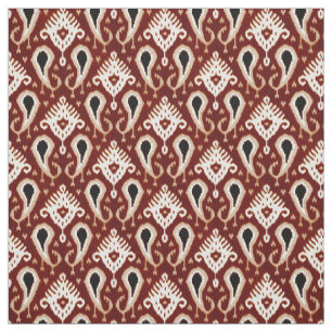 Trendy  Taupe Rood Bruin Ikat Tribal Pattern Stof