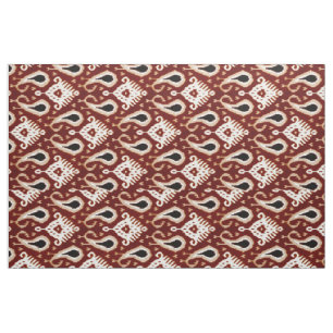 Trendy  Taupe Rood Bruin Ikat Tribal Pattern Stof