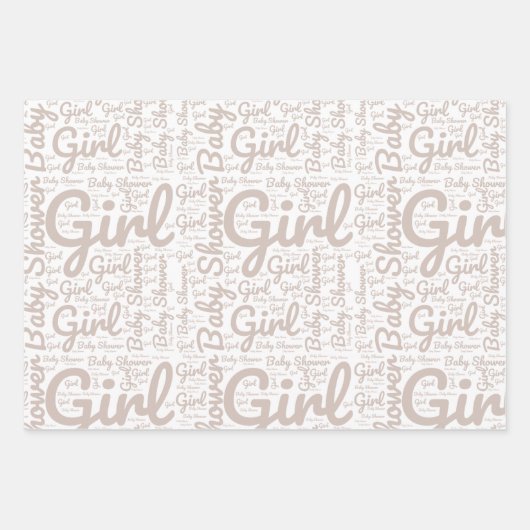 Trendy Taupe Script Typografie Boho Baby shower Inpakpapier Vel (Voorkant)