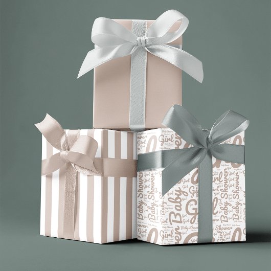 Trendy Taupe Script Typografie Boho Baby shower Inpakpapier Vel