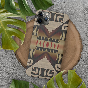 Trendy Taupe Tane Beige Bruine Rode Zwarte Mozaïek Case-Mate iPhone Case
