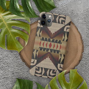 Trendy Taupe Tane Beige Bruine Rode Zwarte Mozaïek iPhone 16 Pro Max Hoesje