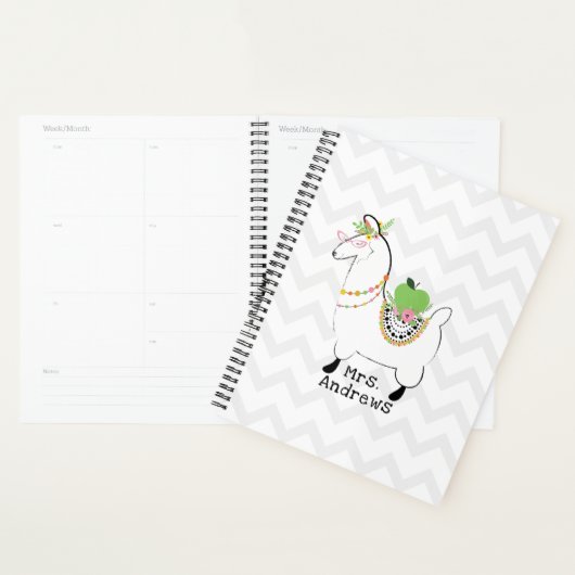 Trendy Teacher Green Apple Llama Floral Planner (Display)