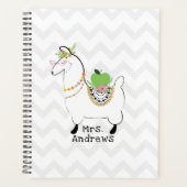 Trendy Teacher Green Apple Llama Floral Planner (Voorkant)