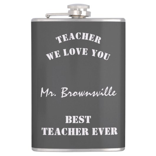 Trendy Teacher We houden van je beste leraar ooit Heupfles (Voorkant)