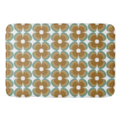 Trendy Teal Caramel Retro Groovy Flowers Seamless Badmat (Voorkant)