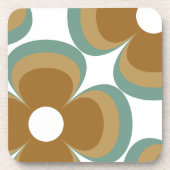 Trendy Teal Caramel Retro Groovy Flowers Seamless Bier Onderzetter (Voorkant)
