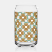 Trendy Teal Caramel Retro Groovy Flowers Seamless Blikvorm Glas (Links)