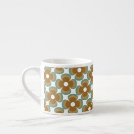 Trendy Teal Caramel Retro Groovy Flowers Seamless  Espresso Kop