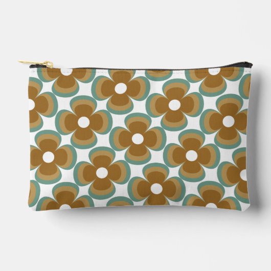 Trendy Teal Caramel Retro Groovy Flowers Seamless Etui (Voorkant)