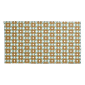 Trendy Teal Caramel Retro Groovy Flowers Seamless Kussensloop (Achterkant-Rechts)