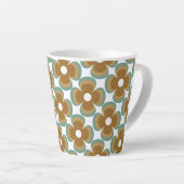 Trendy Teal Caramel Retro Groovy Flowers Seamless  Latte Mok (Rechterhoek)